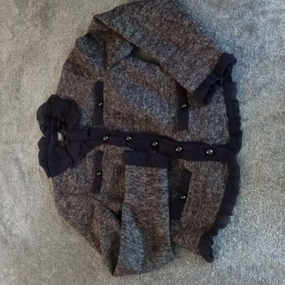 Worth tweed jacket with ruffle trim